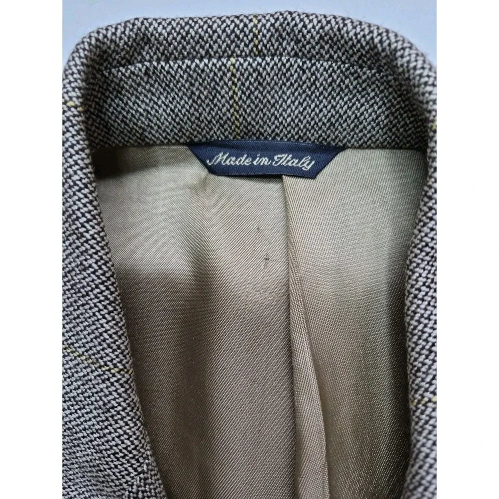 Metz & Co 41R Brown Check Wool Blazer Mens 3 Button Sport Coat Italy G505